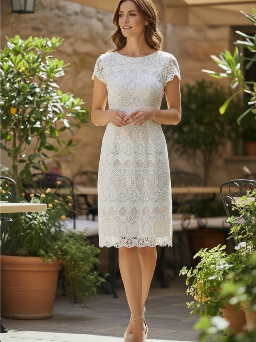 Eliza J Scalloped Lace Sheath Mini Dress 8